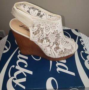 Lucky Brand Crochet Wedge Heels